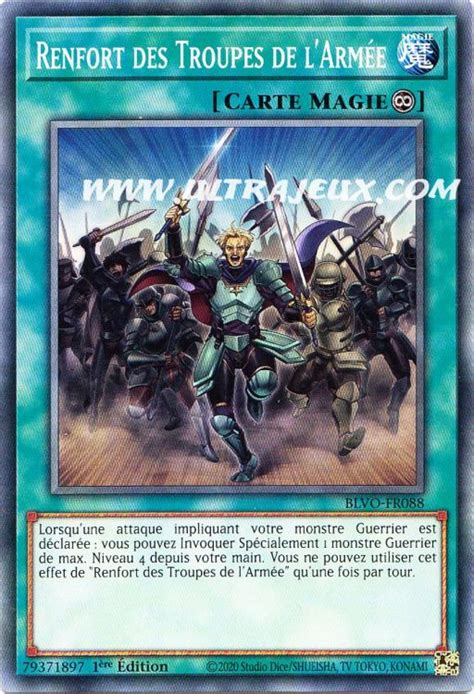 Renfort des Troupes de l Armée BLVO FR088 Carte Yu Gi Oh Cartes à l