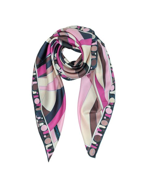 Emilio Pucci Geometric Print Twil Silk Square Scarf In Pink Lyst