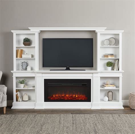 107" Monte Vista White TV Stand Electric Fireplace