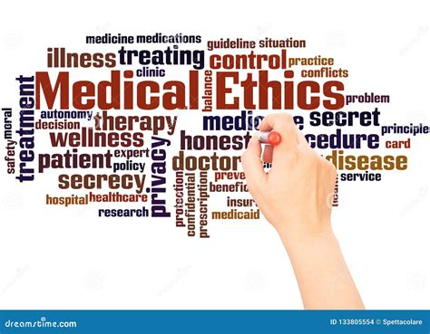 Medical Ethics Word Cloud Hand Writing Concept Stock Illustration