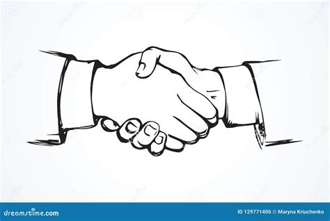 Shake Hands Vector Drawing Stock Vector Illustration Of