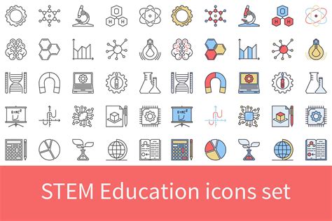 Stem Education Vector Icons Set Outline Icons Creative Market