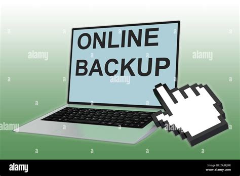 3D Illustration Of ONLINE BACKUP Script With Pointing Hand Icon