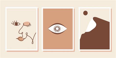 Abstract Aesthetic Background In Neutral Nude Colors Magic Eye Desert With Mountain And Sun