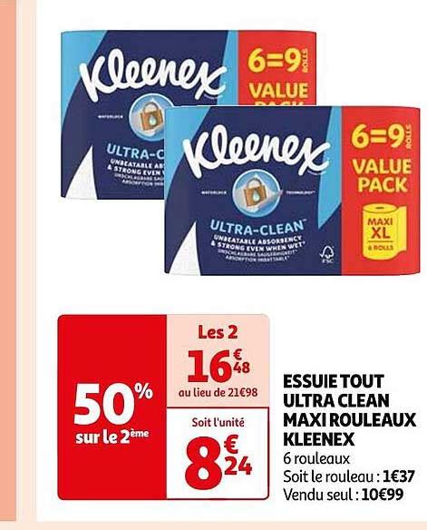 Promo Essuie Tout Ultra Clean Maxi Rouleaux Kleenex Chez Auchan