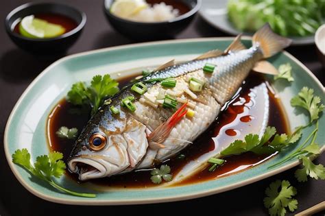 Premium Photo Steamed Fish With Soy Sauce