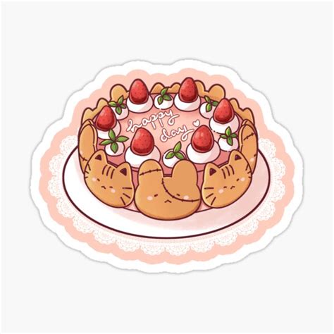 Patchi And Biru Cake Sticker For Sale By Leenhiddles Redbubble