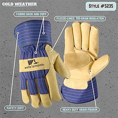 Buy Mens Heavy Duty Leather Palm Thinsulate Winter Work Gloves With