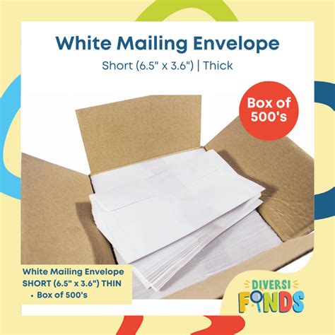 1BOX 500pcs White Mailing Envelope Short 6 3 4X And Long 10XX