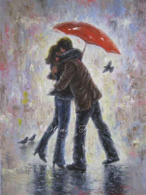 Kiss in the Rain PINTURA ORIGINAL amantes besando pintura - Etsy México