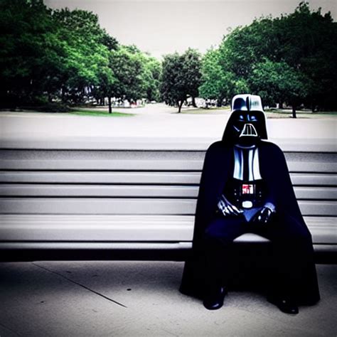 Krea Ai Darth Vader In A Suit Sitting On A Park Bench