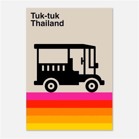 Tuk Tuk Thailand Poster Reise Poster Geometrisches Poster Retro Poster
