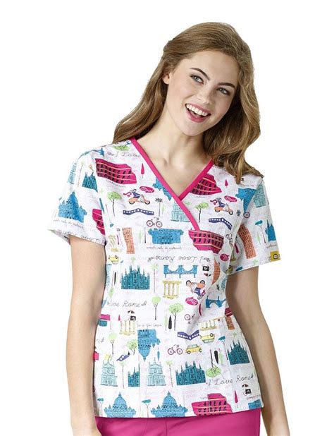 Wonderwink Origins When In Rome Scrub Top 1698 Tops Vet Tech