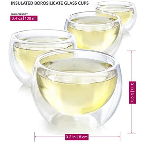 Teabloom Teacups Double Walled Insulated Glasses Set Of 2 34oz