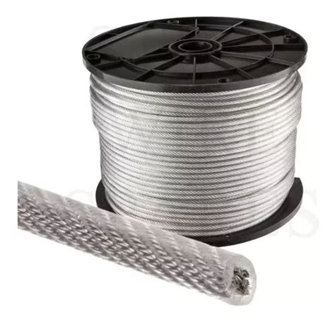 Piola Cable De Acero 4 Mm Forrado Pvc 6 Mm 100 Metros