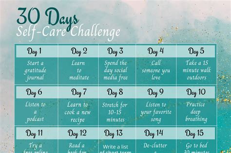 30 Days Self Care Challenge Calendar Printable Template Self Etsy Israel