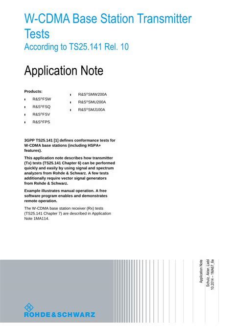 Pdf W Cdma Base Station Transmitter Tests Rohde Schwarz Pdf