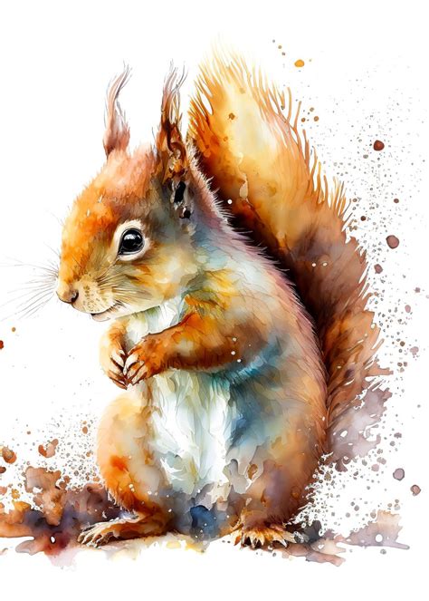 Squirrel Watercolor Poster By Elly Rodgers Displate