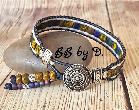 Bracelets Boh Mes Faits Main Cuir Et Perles De Qualit Par Bbbyd