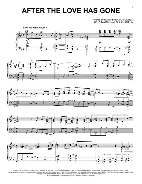 After The Love Has Gone By Earth Wind Fire Sheet Music For Piano