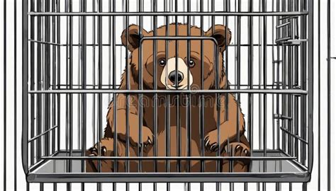 A Brown Bear In A Cage Stock Illustration Illustration Of Wildlife