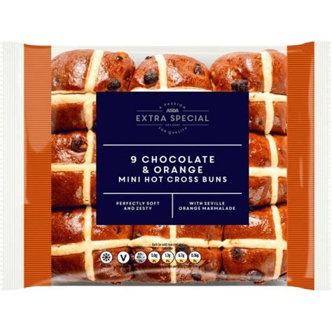 ASDA Extra Special 9 Chocolate Orange Mini Hot Cross Buns 9