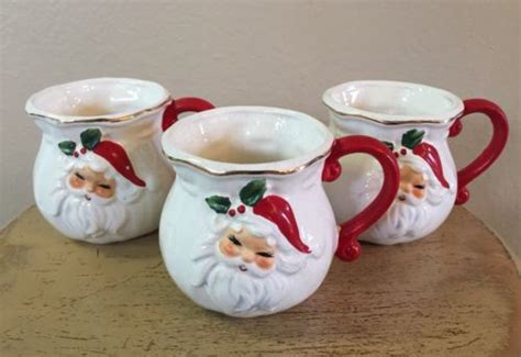 3 Vintage Josef Originals Christmas Santa Claus Coffee Mugs -- Antique ...