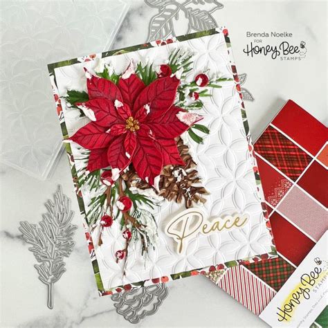 Peace Poinsettia Card Honey Bee Stamps Honey Bee Stamps Poinsettia