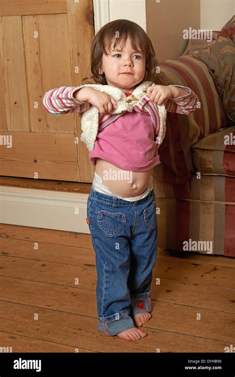 Year Old Girl Showing Belly Stock Photo Alamy