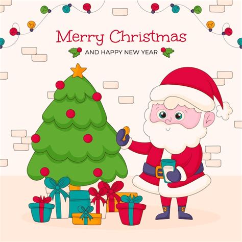 Free Vector Hand Drawn Santa Cartoon Illustration
