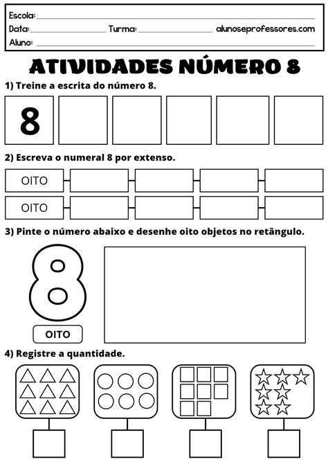 Atividades Com O Número 8 Para Imprimir Alunos E Professores