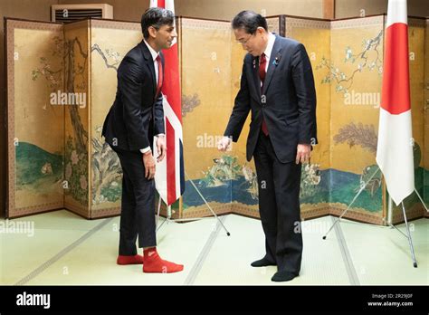 Prime Minister Rishi Sunak Shows Off His Socks To Japanese Prime