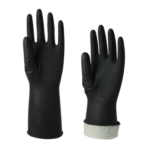 Wholesale Black Latex Gloves With Thick Black Inside Orange Anti Skid