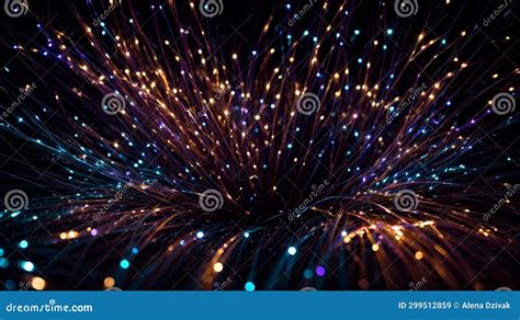 Fiber Optics Lights Abstract Background Generative Ai Stock