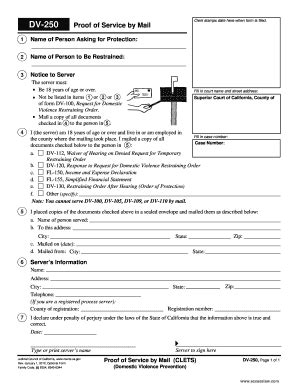 Fillable Online DV 250 Clerk Stamps Date Here When Form Is Filed Proof