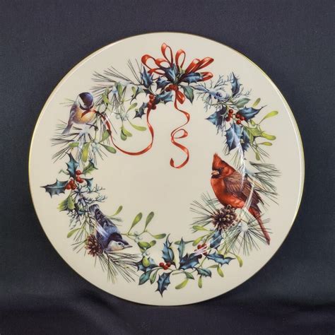 Lenox Winter Greetings Dinner Plates Set 4 Holiday Christmas Cardinal