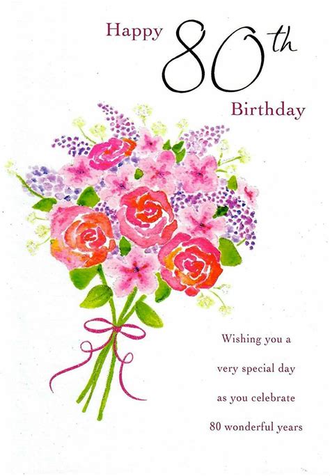 80th Happy Birthday Card 80 Female Floral Design Lovely Verse Ebay