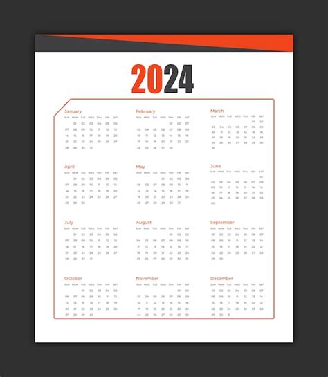 Premium Vector Minimal Calendar Design 2024