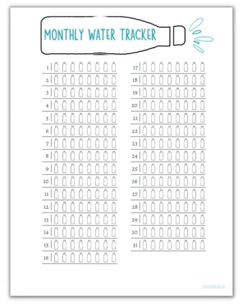 Free Monthly Water Tracker Printable Meet Your Hydration Goals Love