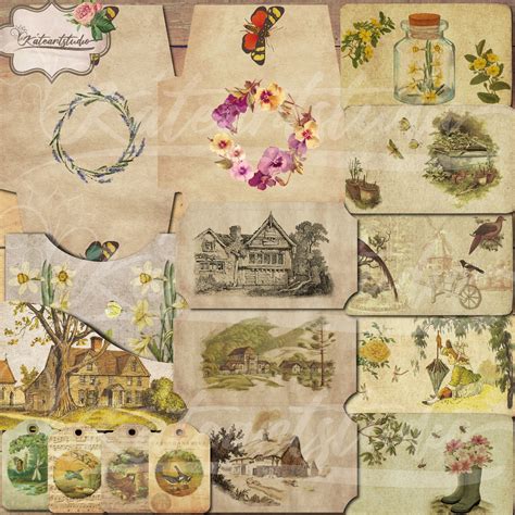 Cottage Garden Junk Journal Kit Vintage Summer Ephemera Etsy