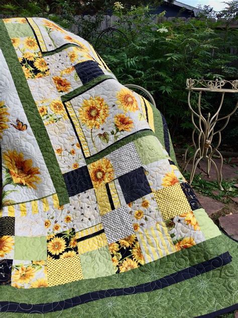 Gorgeous Sunflower Quilt Queen Size Handmade Heirloom Etsy Canada