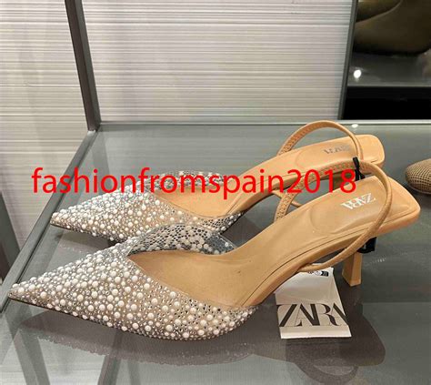 ZARA NEW WOMAN HIGH-HEEL SLINGBACK SHOES WITH FAUX PEARLS BEIGE 35-42 ...