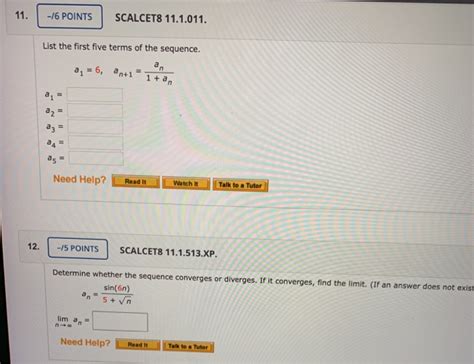 Solved Points Scalcet List The First Five Chegg