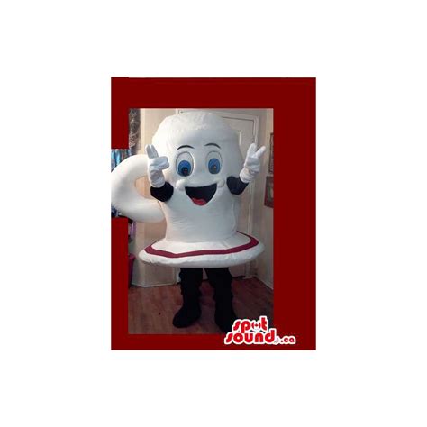 Cute White Upside Down Tea Cup Mascot With A Happy Face Spotsound