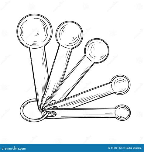 Sketch of Different Measuring Spoons Isolated on White Background ...