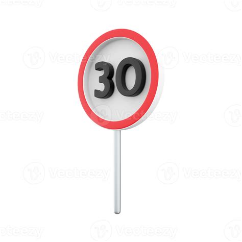 Free 3d Render 30 Kilometers Or Miles Per Hour Max Speed Limit Red Sign