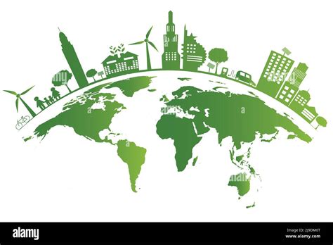 Ecology Green Cities Help The World Earth With Eco Friendly Concept