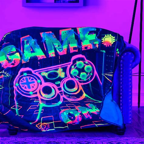 Kmkicme Gaming Blanket Glow In The Blacklight Throw Blanket