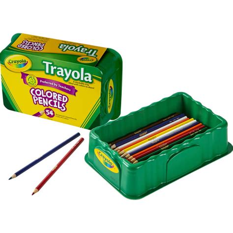 Crayola Trayola Bulk Colored Pencils Set, 54 Count, Storage Tray ...