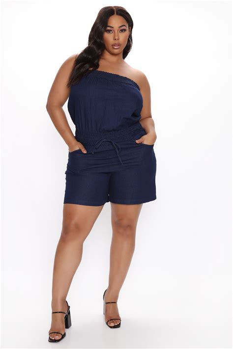 Alicia Denim Romper Dark Denim Fashion Nova